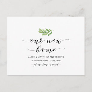 Ons nieuwe huis, Greenery, Verplaatsende Aankondig Briefkaart