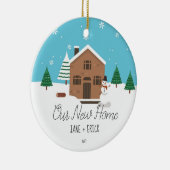 Ons nieuwe kerstcadeautje voor thuiskerst keramisch ornament (Rechts)