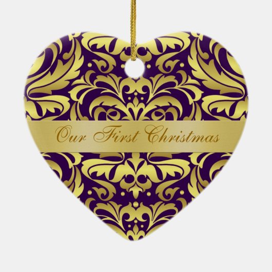 Ons Ornament van het Damast van Eerste Kerstmis (Achterkant)