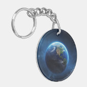 Ons saffier huis in de ruimte sleutelhanger (Voorkant Links)