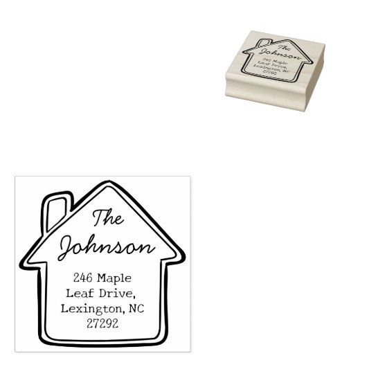 Ons Schattigee Nieuwe Huis Aankondiging Retouradre Rubberstempel (Gestempeld)