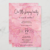 Ons slaapschoonheid roze baby shower kaart (Voorkant / Achterkant)