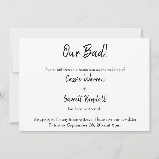 "Ons slechte!" Uitgestelde aankondiging huwelijk (Voorkant)