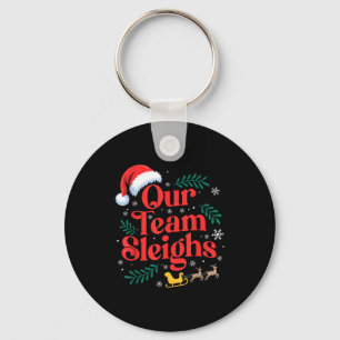 Ons Team Slaat Kerstman Hoed Rendier Kantoor Sleutelhanger