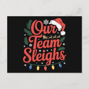 Ons Team Sleddert Kerstmis Kerstman Rendier Lichtj Feestdagenkaart