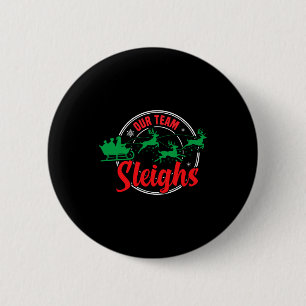 Ons Team sleeht Kerstmis rendieren Santa's Lange Ronde Button 5,7 Cm