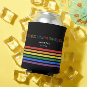 Ons Verhaal Begint Regenboog LGBTQ Vlag Koppel Blikjeskoeler