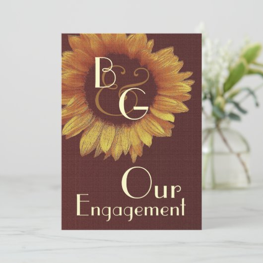 Ons Verloving - Goudzonnebloem Kaart (Staand voorkant)