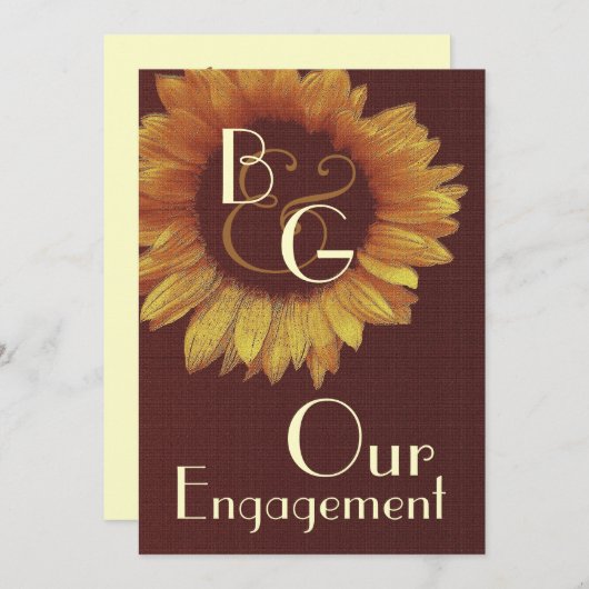 Ons Verloving - Goudzonnebloem Kaart (Voorkant / Achterkant)