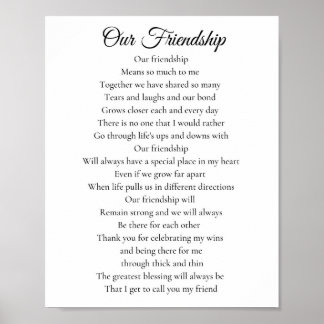 Ons vriendschap Beste vrienden gedicht Poster