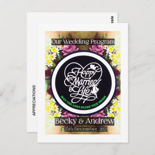 Ons Weddenprogramma Pamplet Briefkaart (Voorkant / Achterkant)