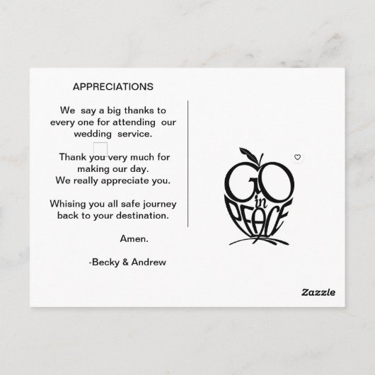 Ons Weddenprogramma Pamplet Briefkaart (Achterkant)