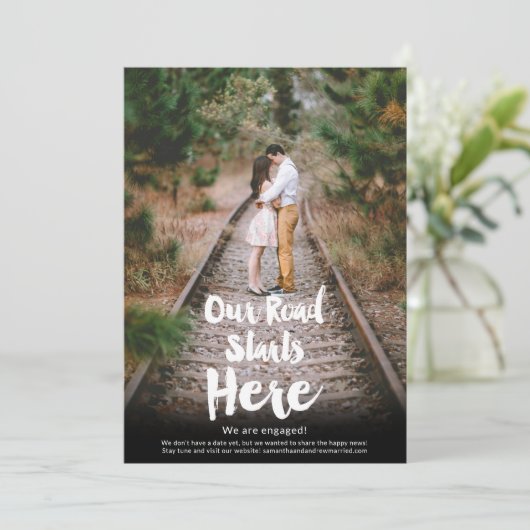 Ons wegbegin hier het verloving van de manuscriptf aankondiging (Staand voorkant)