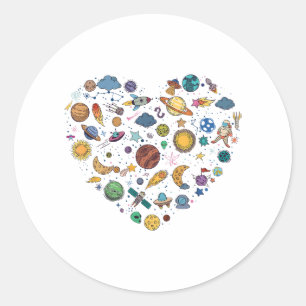Ons zonnestelsel planeet, wetenschappelijk onderwi ronde sticker