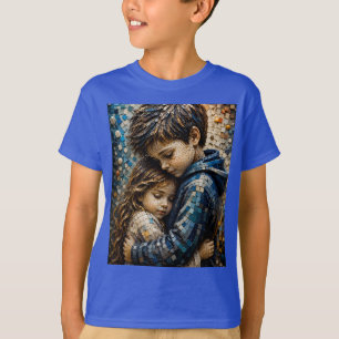 Onschuldige Omhelzing 3D Mozaïek Muur Kunst T-Shir T-shirt