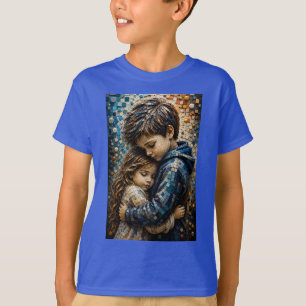 Onschuldige Omhelzing 3D Mozaïek Muur Kunst T-Shir T-shirt