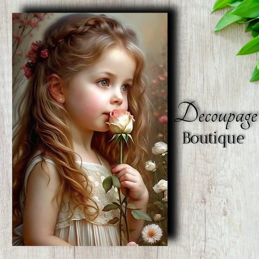 Onschuldige Roos Kind Decoupage Tissuepapier