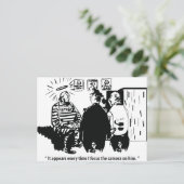 Onschuldige veroordeelde, camera focus, grappige V Briefkaart (Staand voorkant)