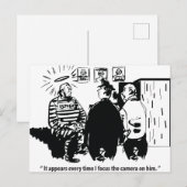 Onschuldige veroordeelde, camera focus, grappige V Briefkaart (Voorkant / Achterkant)
