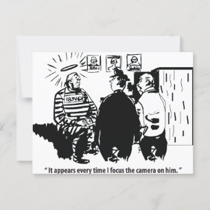 Onschuldige veroordeelde, camera focus, grappige V Briefkaart