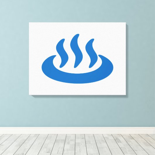 Onsen ♨ Hot Spring 温 泉 Japans teken Canvas Afdruk (Insitu (Houten vloer))