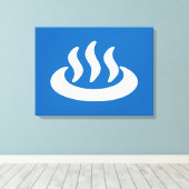 Onsen ♨ Hot Spring 温 泉 Japans teken Canvas Afdruk (Insitu (Houten vloer))
