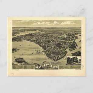 Onset Bay Grove Wareham Massachusetts Map (1885) Briefkaart
