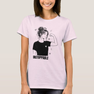 Onstuitbaar Sterk Meisje Lijntekening met Kroon T-shirt