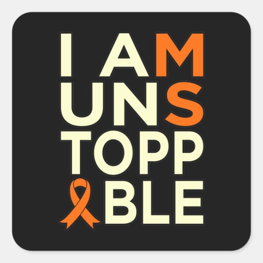 Onstuitbare Multiple Sclerose Awareness Support G Vierkante Sticker (Voorkant)
