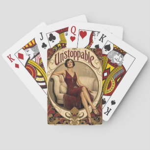 Onstuitbare vrouw in Art Nouveau-stijl Pokerkaarten