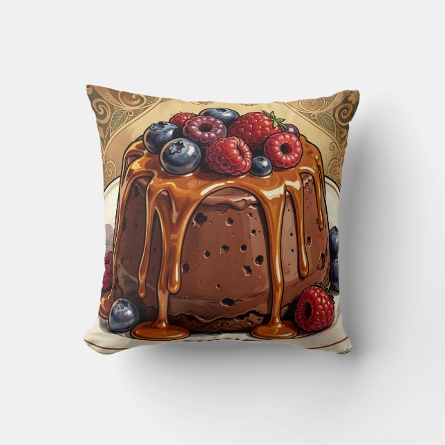 Ontaarde Chocolade Caramel Besjes Cake Kussen (Voorkant)