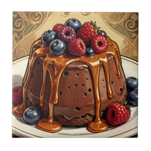 Ontaarde Chocolade Caramel Besjes Cake Tegeltje
