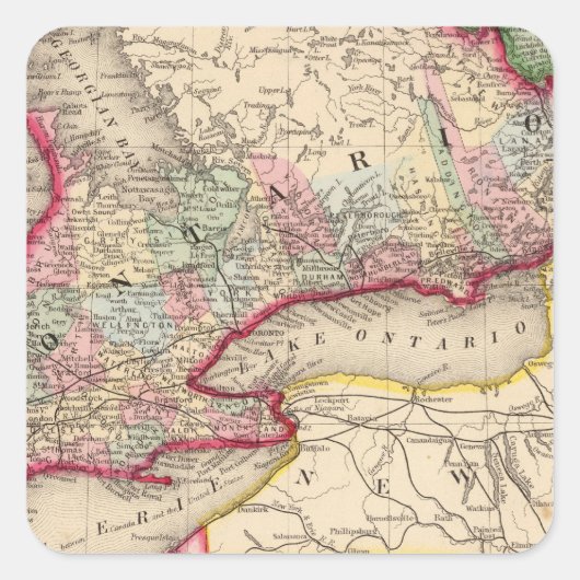 Ontario Map door Mitchell Vierkante Sticker (Voorkant)