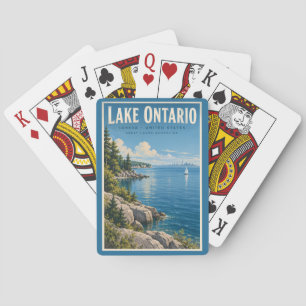 Ontario-meer Illustratie Reis Kunst Vintage Pokerkaarten