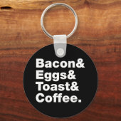 Ontbijt (Bacon & Eggs & Toast & Coffee) Keychai Sleutelhanger (Voorkant)