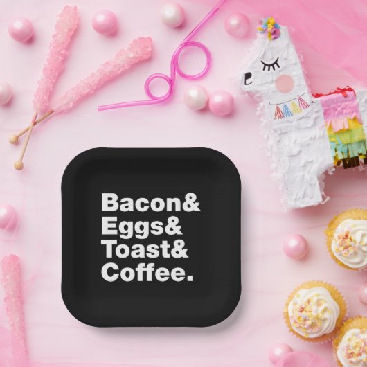 Ontbijt (Bacon & Eggs & Toast & Coffee) Papieren Bordje (Feest)