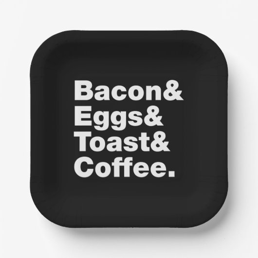 Ontbijt (Bacon & Eggs & Toast & Coffee) Papieren Bordje (Voorkant)