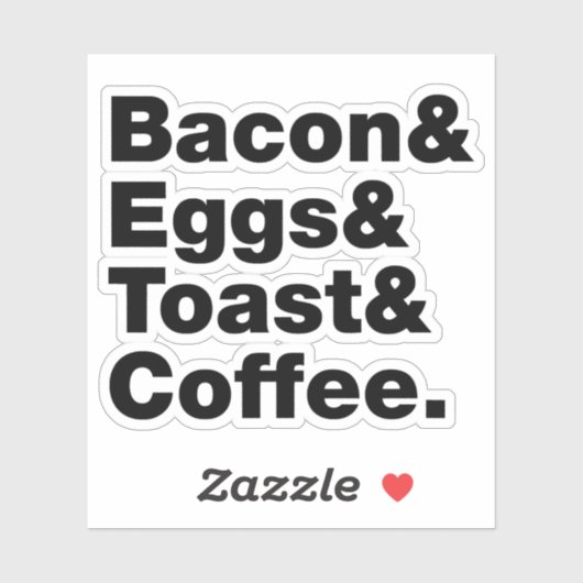 Ontbijt (Bacon & Eggs & Toast & Coffee) Sticker (Vel)
