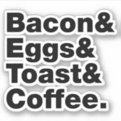 Ontbijt (Bacon & Eggs & Toast & Coffee) Sticker (Voorkant)