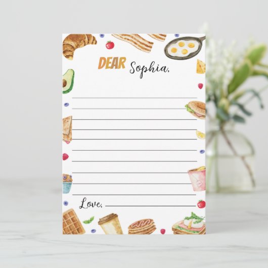 Ontbijt Brunch Tijd Capsule Opmerking Bericht Kaar Bedankkaart (Staand voorkant)