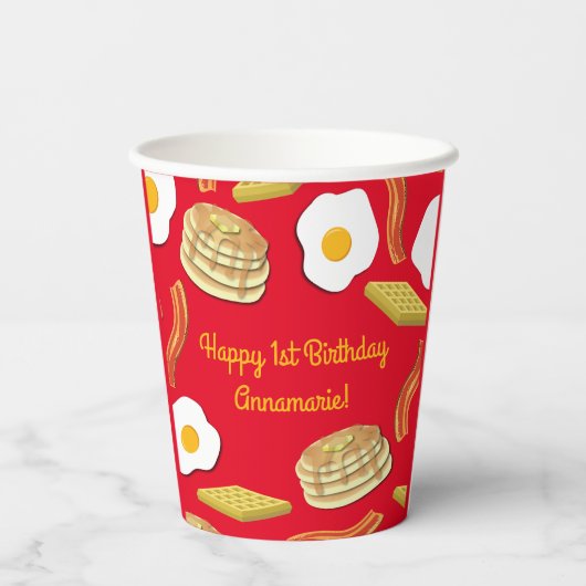 Ontbijt Brunch Verjaardagsfeest Kinder Schattige Papieren Bekers (Achterkant)