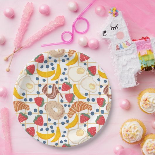 Ontbijt Brunch Voedselbuffet Papieren Bordje (Feest)