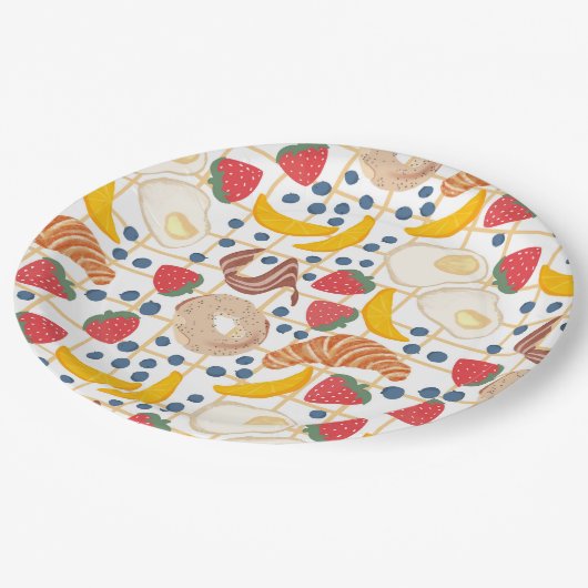 Ontbijt Brunch Voedselbuffet Papieren Bordje (Gekanteld)