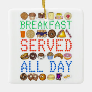 Ontbijt de hele dag Neon Diner Sign Foodie Keramisch Ornament