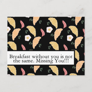 Ontbijt Ham en koriander eieren op een croissant Briefkaart