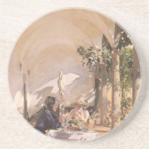 Ontbijt in de Loggia van John Singer Sargent Zandsteen Onderzetter