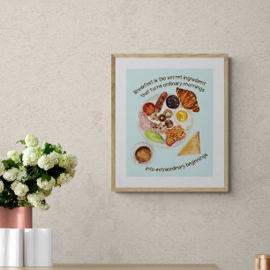 Ontbijt liefhebber eten offerte keuken diner café poster
