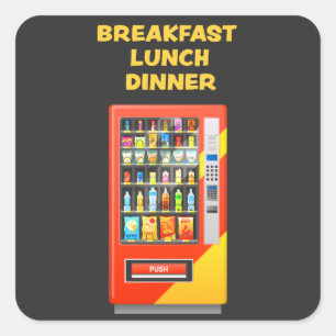 Ontbijt Lunch Diner Vending Machine Vierkante Sticker