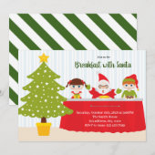 Ontbijt met Kerstman feestelijke uitnodiging (Voorkant / Achterkant)