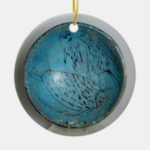 Ontbijt met vis (faience) keramisch ornament
